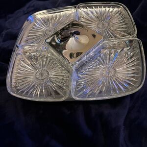 Elegant Lazy Susan Glass Divided Serving Tray